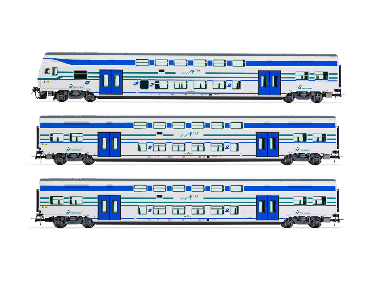LIMA EXPERT HL5050 - FS Trenitalia set 3 carrozze 'Vivalto' 1 pilota 2 intermedie in livrea bianca con fasce verde/blu ep.VI