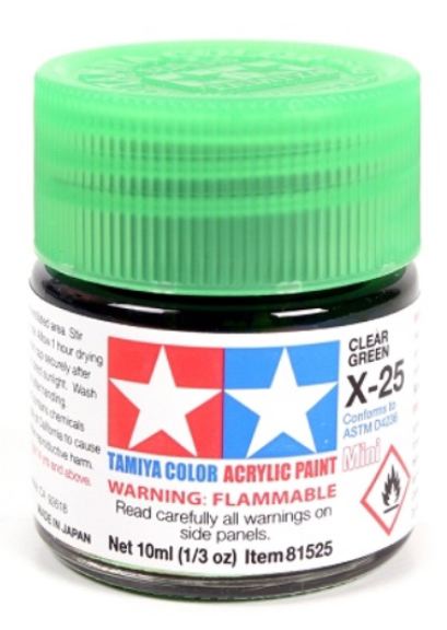 Colore acrilico X-25 Clear Green 1pz da 10ml trasparente lucido